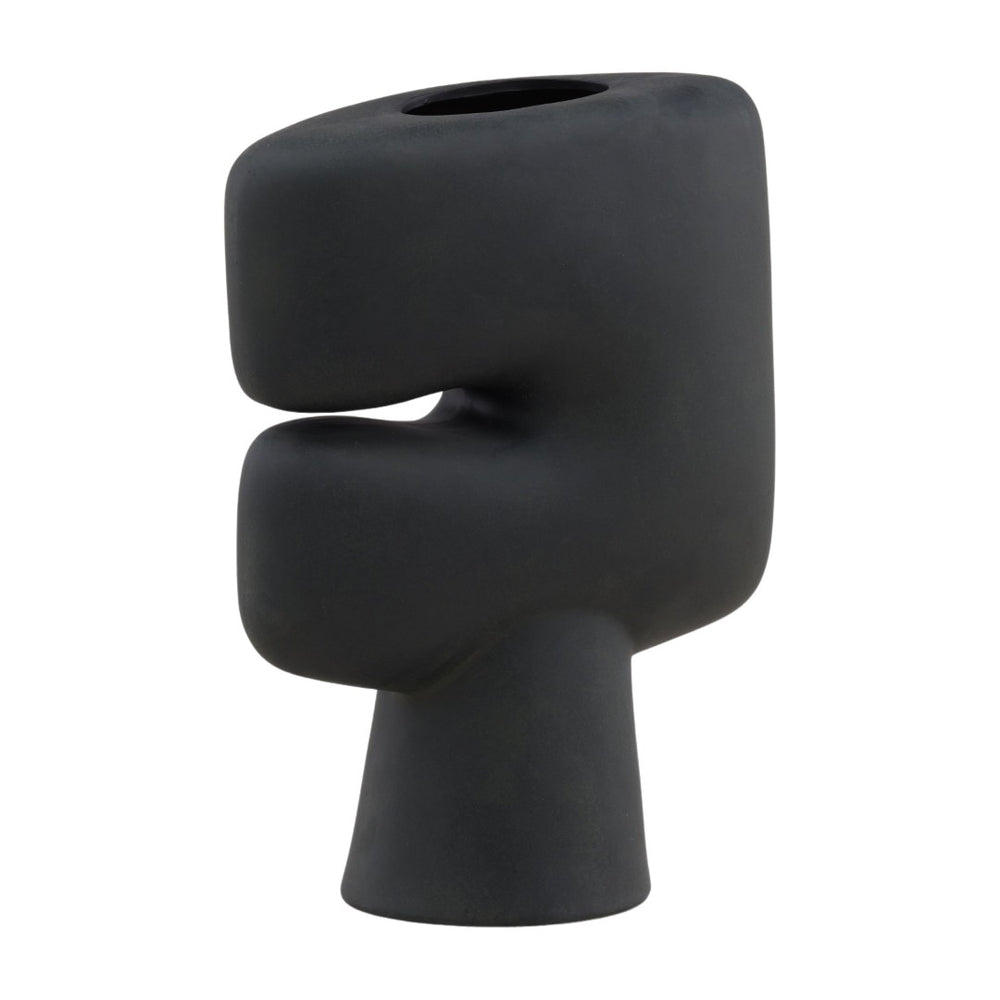 Karina Living Niamh Vase Black - Modern Terracotta Design, Matte Finish, Perfect for Flowers & Home Decor Accent DOV36047-BLCK