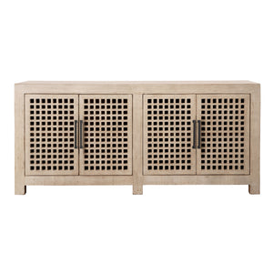 Dovetail Devina Sideboard Lt Warm Wash 4-Door Light Warm Wash Sealed Finish Reclaimed Pine Wood DOV38078-LTWW-4D