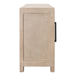 Dovetail Devina Sideboard Lt Warm Wash 4-Door Light Warm Wash Sealed Finish Reclaimed Pine Wood DOV38078-LTWW-4D