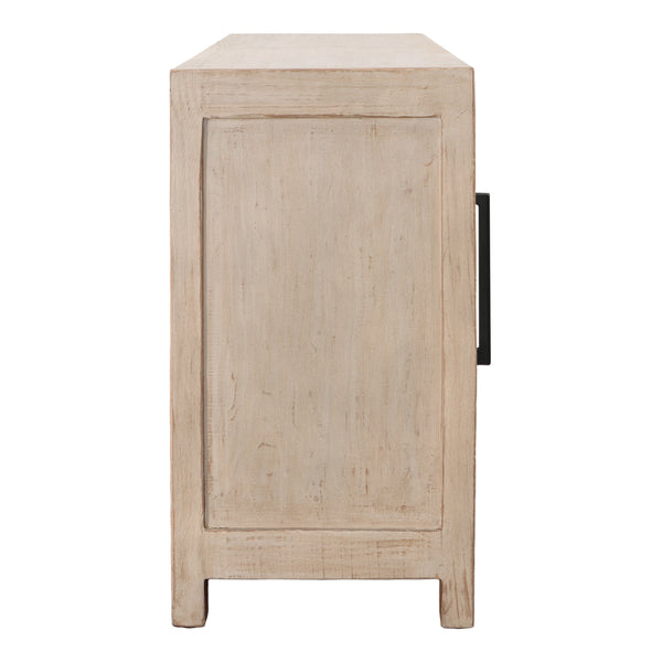 Dovetail Devina Sideboard Lt Warm Wash 4-Door Light Warm Wash Sealed Finish Reclaimed Pine Wood DOV38078-LTWW-4D