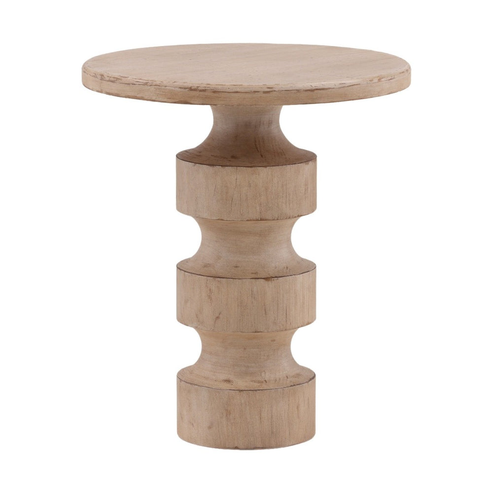 Karina Living Taryn End Table in Light Warm Wash - Rustic Reclaimed Pine Design for Versatile Living Spaces DOV38123-LTWW
