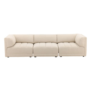 Karina Living Magda Sofa Oatmeal - Elegant Two-Tone Basketweave Upholstery for Timeless Living Room Comfort DOV39004-OATM