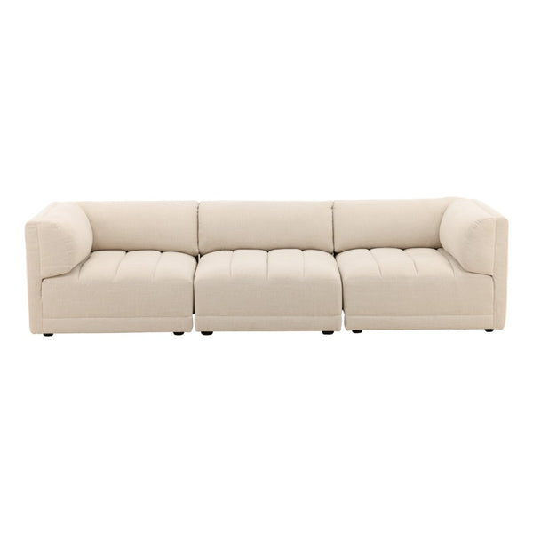 Karina Living Magda Sofa Oatmeal - Elegant Two-Tone Basketweave Upholstery for Timeless Living Room Comfort DOV39004-OATM