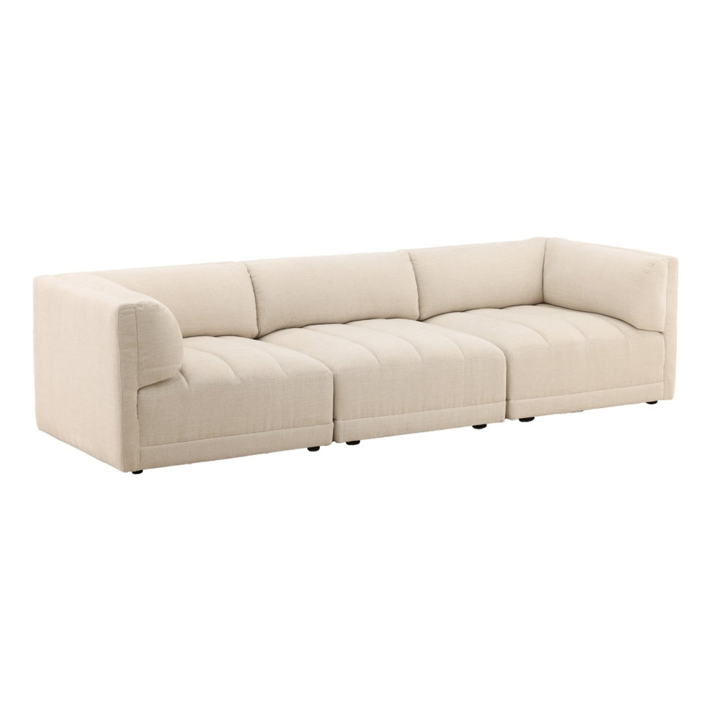 Karina Living Magda Sofa Oatmeal - Elegant Two-Tone Basketweave Upholstery for Timeless Living Room Comfort DOV39004-OATM