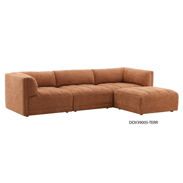 Karina Living Magda Sofa in Warm Terracotta - Stylish Two-Tone Basketweave Design for Modern Living Spaces DOV39004-TERR