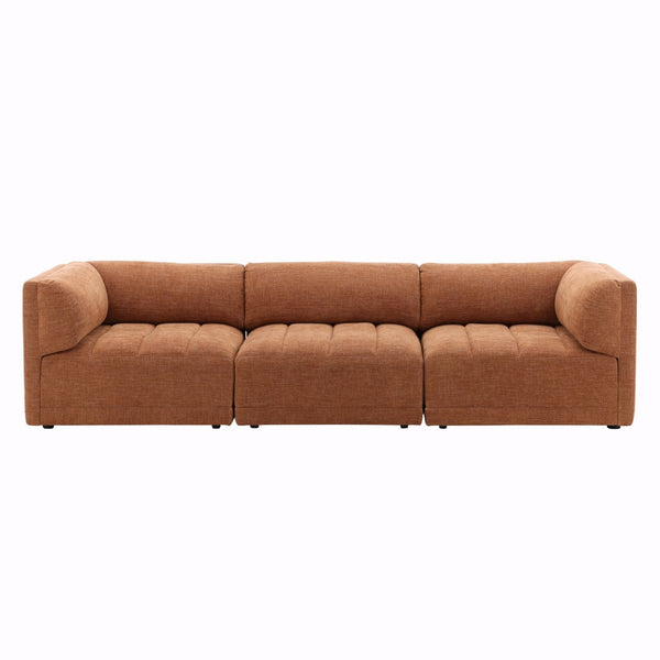 Karina Living Magda Sofa in Warm Terracotta - Stylish Two-Tone Basketweave Design for Modern Living Spaces DOV39004-TERR