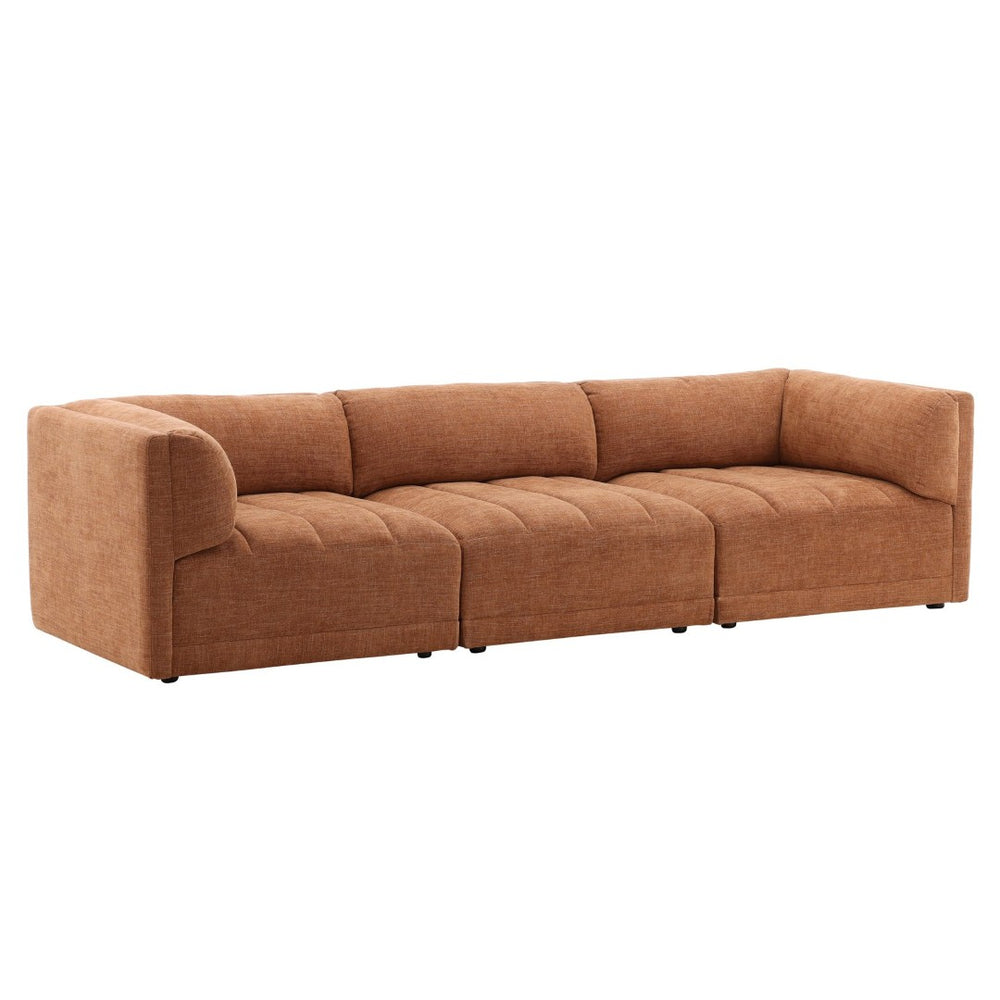 Karina Living Magda Sofa in Warm Terracotta - Stylish Two-Tone Basketweave Design for Modern Living Spaces DOV39004-TERR
