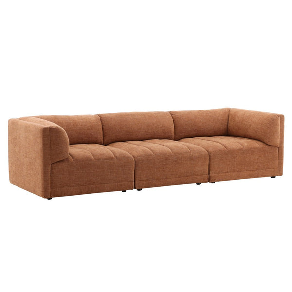 Karina Living Magda Sofa in Warm Terracotta - Stylish Two-Tone Basketweave Design for Modern Living Spaces DOV39004-TERR