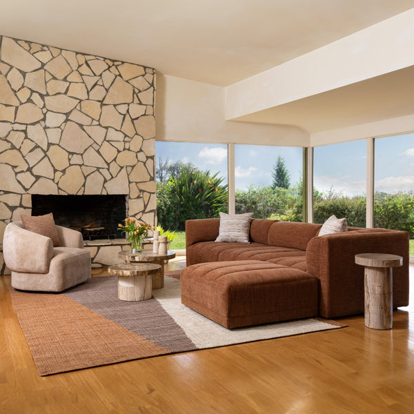 Karina Living Magda Sofa in Warm Terracotta - Stylish Two-Tone Basketweave Design for Modern Living Spaces DOV39004-TERR