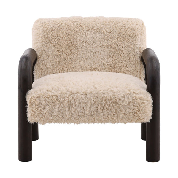 Karina Living Johnson Sand Occasional Chair - Plush Faux Fur Comfort for Modern Living Rooms & Cozy Spaces DOV39007-SAND