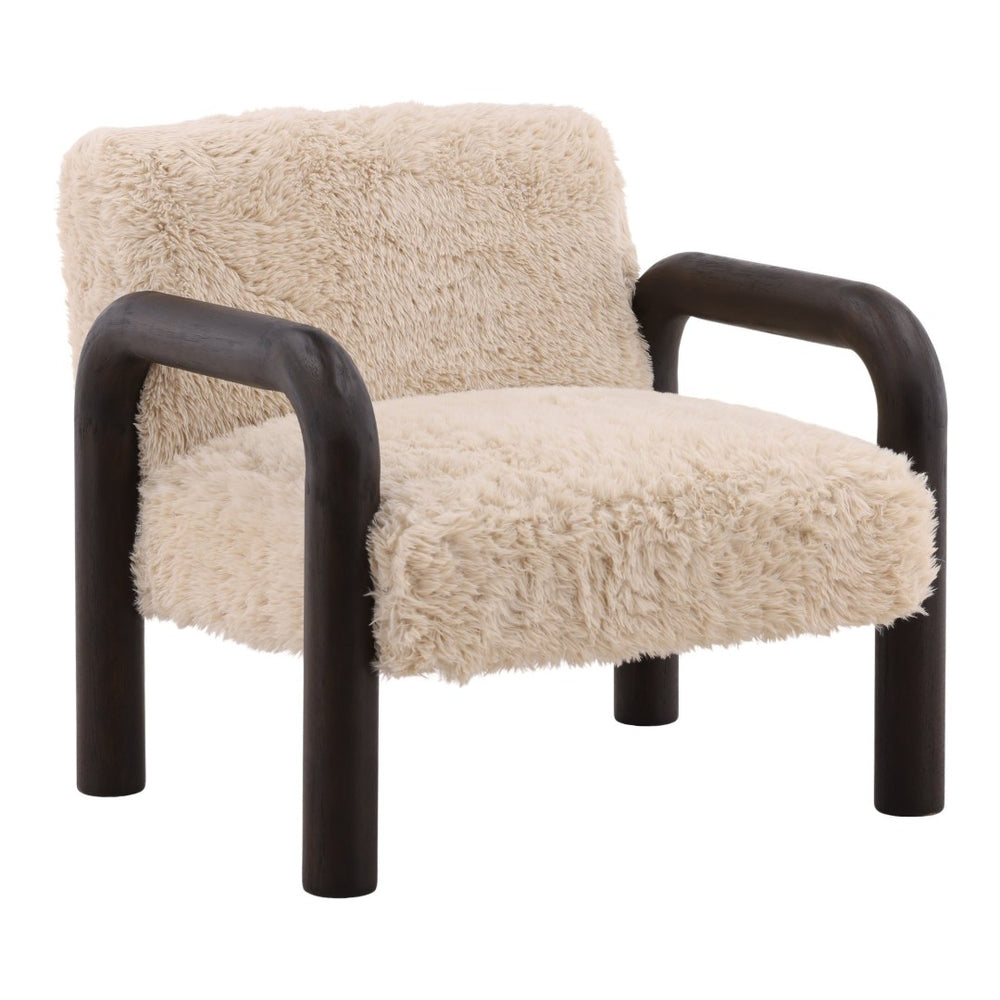 Karina Living Johnson Sand Occasional Chair - Plush Faux Fur Comfort for Modern Living Rooms & Cozy Spaces DOV39007-SAND