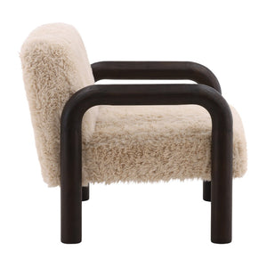 Karina Living Johnson Sand Occasional Chair - Plush Faux Fur Comfort for Modern Living Rooms & Cozy Spaces DOV39007-SAND