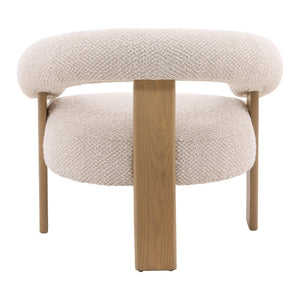 Karina Living Frankie Cream Boucle Occasional Chair - Mid-Century Modern Design with Natural Ash Wood Legs DOV39008-CREM