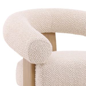 Karina Living Frankie Cream Boucle Occasional Chair - Mid-Century Modern Design with Natural Ash Wood Legs DOV39008-CREM