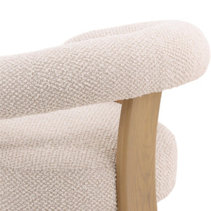 Karina Living Frankie Cream Boucle Occasional Chair - Mid-Century Modern Design with Natural Ash Wood Legs DOV39008-CREM