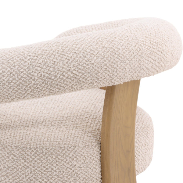 Karina Living Frankie Cream Boucle Occasional Chair - Mid-Century Modern Design with Natural Ash Wood Legs DOV39008-CREM