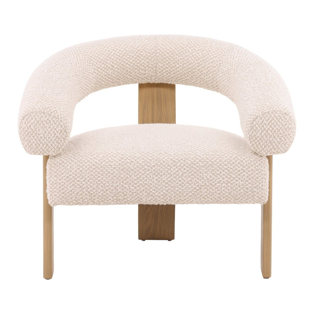 Karina Living Frankie Cream Boucle Occasional Chair - Mid-Century Modern Design with Natural Ash Wood Legs DOV39008-CREM