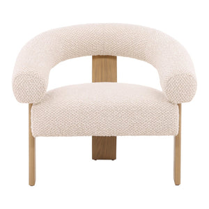 Karina Living Frankie Cream Boucle Occasional Chair - Mid-Century Modern Design with Natural Ash Wood Legs DOV39008-CREM