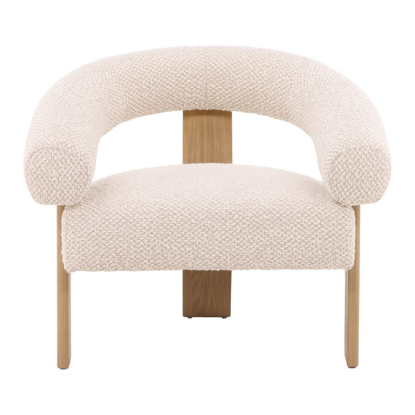 Karina Living Frankie Cream Boucle Occasional Chair - Mid-Century Modern Design with Natural Ash Wood Legs DOV39008-CREM