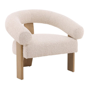 Karina Living Frankie Cream Boucle Occasional Chair - Mid-Century Modern Design with Natural Ash Wood Legs DOV39008-CREM