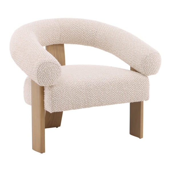 Karina Living Frankie Cream Boucle Occasional Chair - Mid-Century Modern Design with Natural Ash Wood Legs DOV39008-CREM
