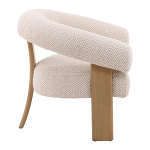 Karina Living Frankie Cream Boucle Occasional Chair - Mid-Century Modern Design with Natural Ash Wood Legs DOV39008-CREM