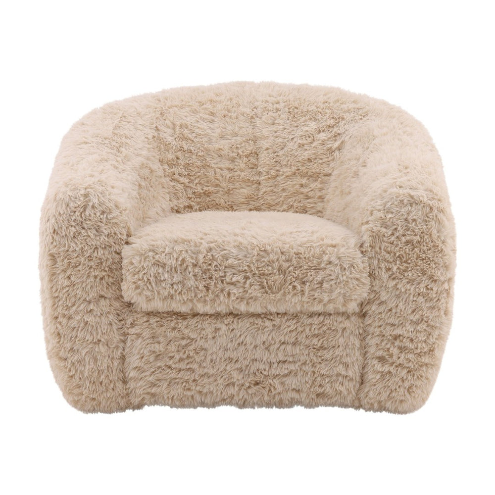 Karina Living Caitlin Cream Faux Fur Occasional Chair – Plush Comfort & Contemporary Style for Any Room Decor DOV39011-CREM