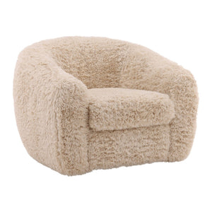 Karina Living Caitlin Cream Faux Fur Occasional Chair – Plush Comfort & Contemporary Style for Any Room Decor DOV39011-CREM