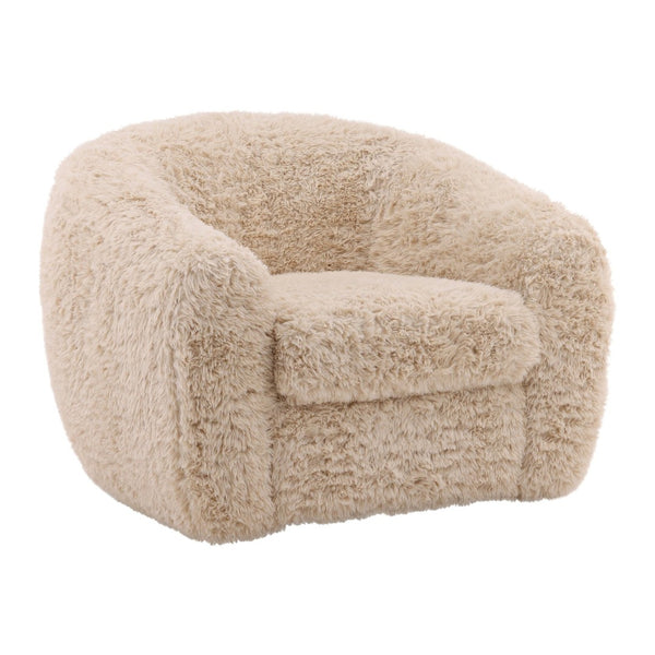 Karina Living Caitlin Cream Faux Fur Occasional Chair – Plush Comfort & Contemporary Style for Any Room Decor DOV39011-CREM