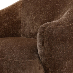 Karina Living Cary Occasional Chair in Chocolate Brown - Plush Distressed Chenille Velvet for Cozy Living Spaces DOV39018-BRWN