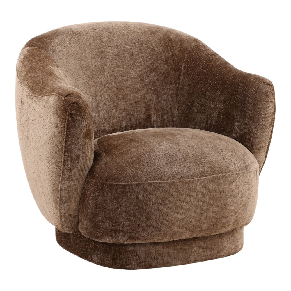 Karina Living Cary Occasional Chair in Chocolate Brown - Plush Distressed Chenille Velvet for Cozy Living Spaces DOV39018-BRWN
