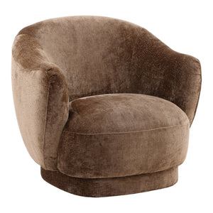 Karina Living Cary Occasional Chair in Chocolate Brown - Plush Distressed Chenille Velvet for Cozy Living Spaces DOV39018-BRWN