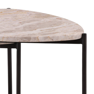 Karina Living Corwin Nesting Tables - Elegant Natural Marble & Black Iron Set for Stylish Living Room Decor DOV40035-NATL