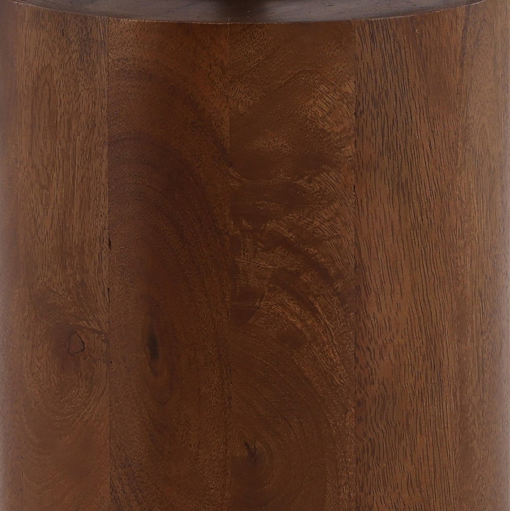 Karina Living Arlo Side Table in Warm Brown - Rustic Mango Wood & Iron Design for Versatile Home Decor Needs DOV40036-BRWN