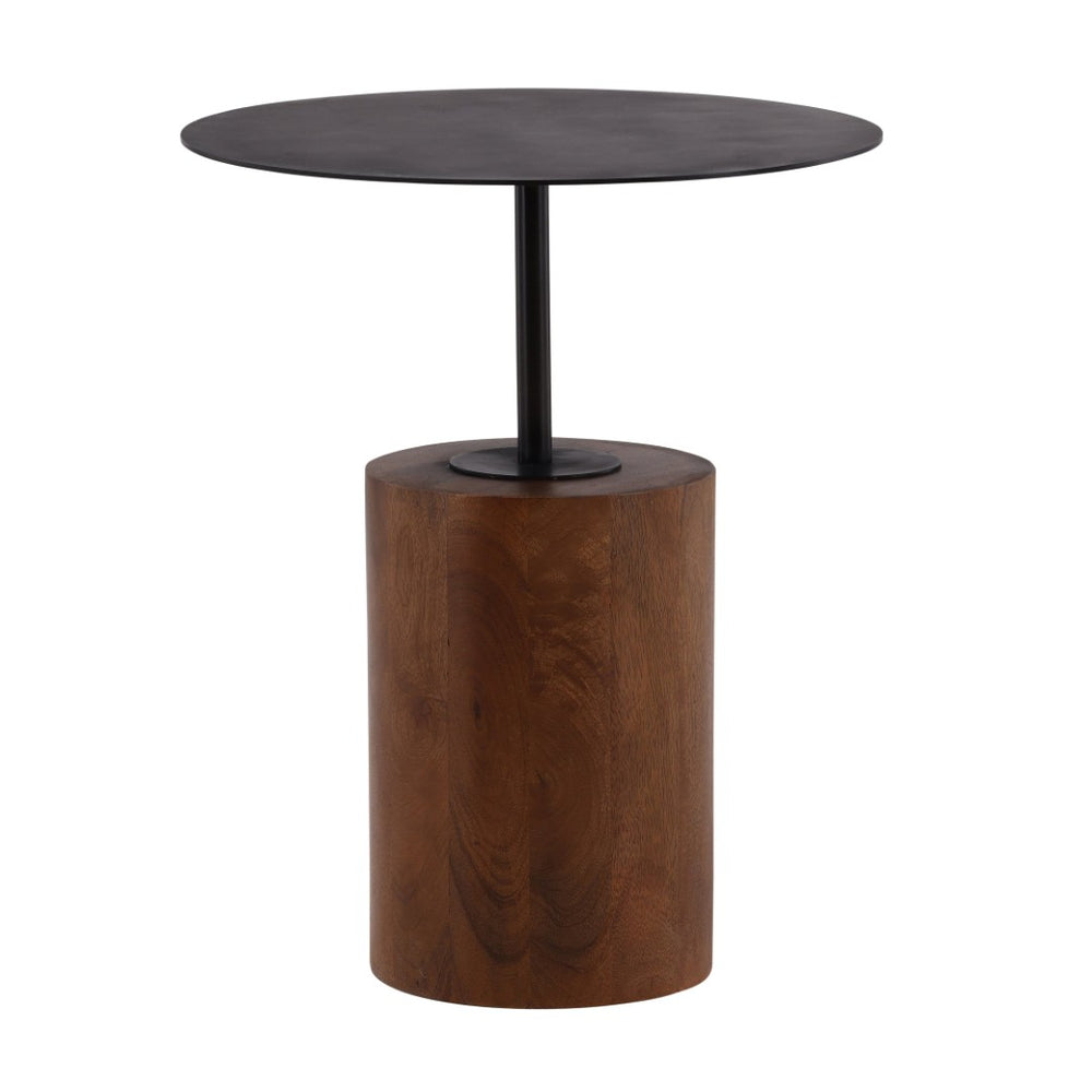 Karina Living Arlo Side Table in Warm Brown - Rustic Mango Wood & Iron Design for Versatile Home Decor Needs DOV40036-BRWN