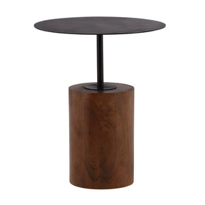 Karina Living Arlo Side Table in Warm Brown - Rustic Mango Wood & Iron Design for Versatile Home Decor Needs DOV40036-BRWN