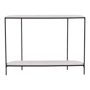 Karina Living Brian Console Table - Elegant Banswara Marble & Iron Frame, Modern Minimalist Design for Any Space DOV40044-WHIT