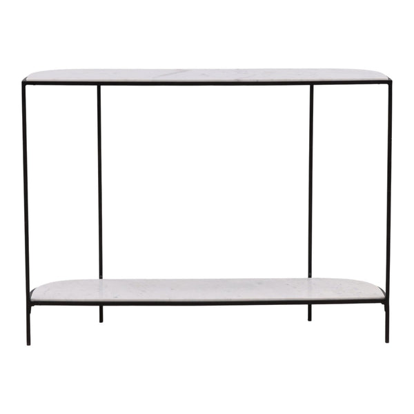 Karina Living Brian Console Table - Elegant Banswara Marble & Iron Frame, Modern Minimalist Design for Any Space DOV40044-WHIT