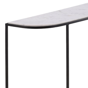 Karina Living Brian Console Table - Elegant Banswara Marble & Iron Frame, Modern Minimalist Design for Any Space DOV40044-WHIT