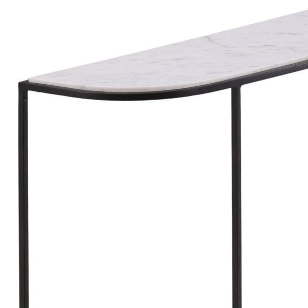 Karina Living Brian Console Table - Elegant Banswara Marble & Iron Frame, Modern Minimalist Design for Any Space DOV40044-WHIT