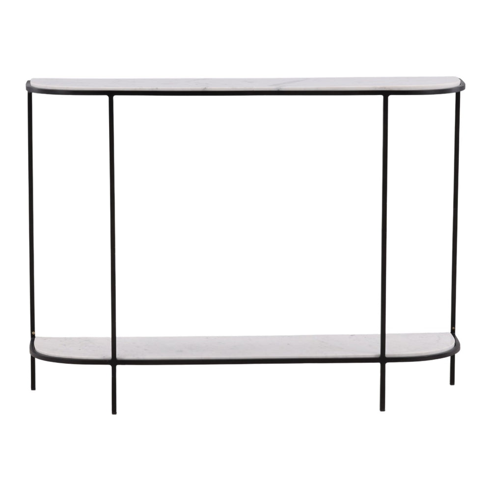 Karina Living Brian Console Table - Elegant Banswara Marble & Iron Frame, Modern Minimalist Design for Any Space DOV40044-WHIT
