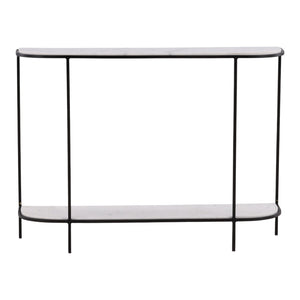 Karina Living Brian Console Table - Elegant Banswara Marble & Iron Frame, Modern Minimalist Design for Any Space DOV40044-WHIT