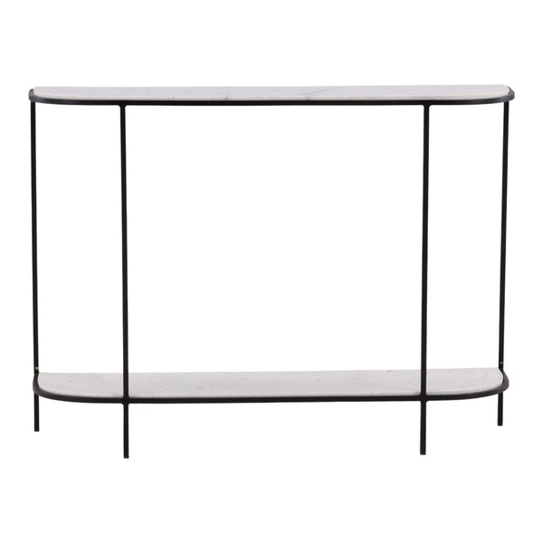 Karina Living Brian Console Table - Elegant Banswara Marble & Iron Frame, Modern Minimalist Design for Any Space DOV40044-WHIT