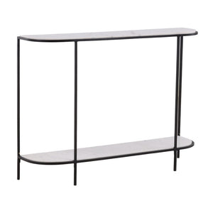 Karina Living Brian Console Table - Elegant Banswara Marble & Iron Frame, Modern Minimalist Design for Any Space DOV40044-WHIT