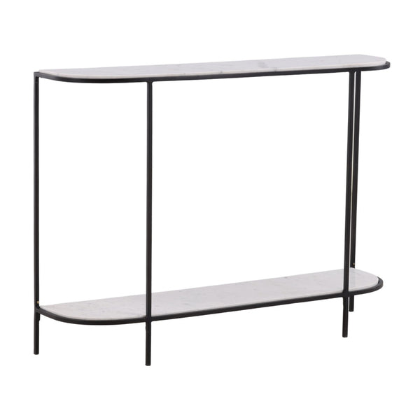 Karina Living Brian Console Table - Elegant Banswara Marble & Iron Frame, Modern Minimalist Design for Any Space DOV40044-WHIT