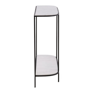 Karina Living Brian Console Table - Elegant Banswara Marble & Iron Frame, Modern Minimalist Design for Any Space DOV40044-WHIT