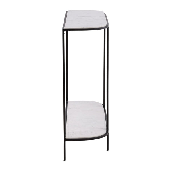 Karina Living Brian Console Table - Elegant Banswara Marble & Iron Frame, Modern Minimalist Design for Any Space DOV40044-WHIT
