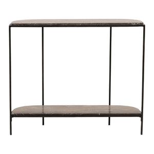 Karina Living Brian Console Table - Stylish Brown Marble & Black Iron Design for Entryway or Living Room Decor DOV40045-BRWN