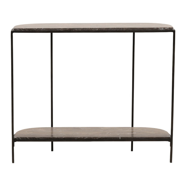Karina Living Brian Console Table - Stylish Brown Marble & Black Iron Design for Entryway or Living Room Decor DOV40045-BRWN