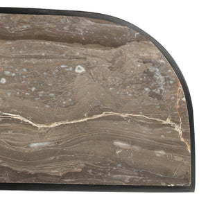 Karina Living Brian Console Table - Stylish Brown Marble & Black Iron Design for Entryway or Living Room Decor DOV40045-BRWN